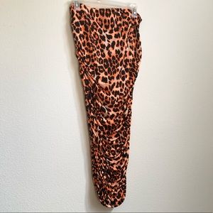 Fashion Nova XL ruched neon orange leopard skirt